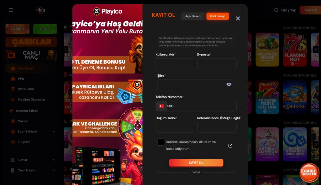 playico nasıl üye olunur